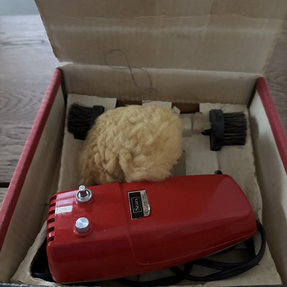 Vintage Sears Electric Shoe Polisher / Buffer In Original Box Works